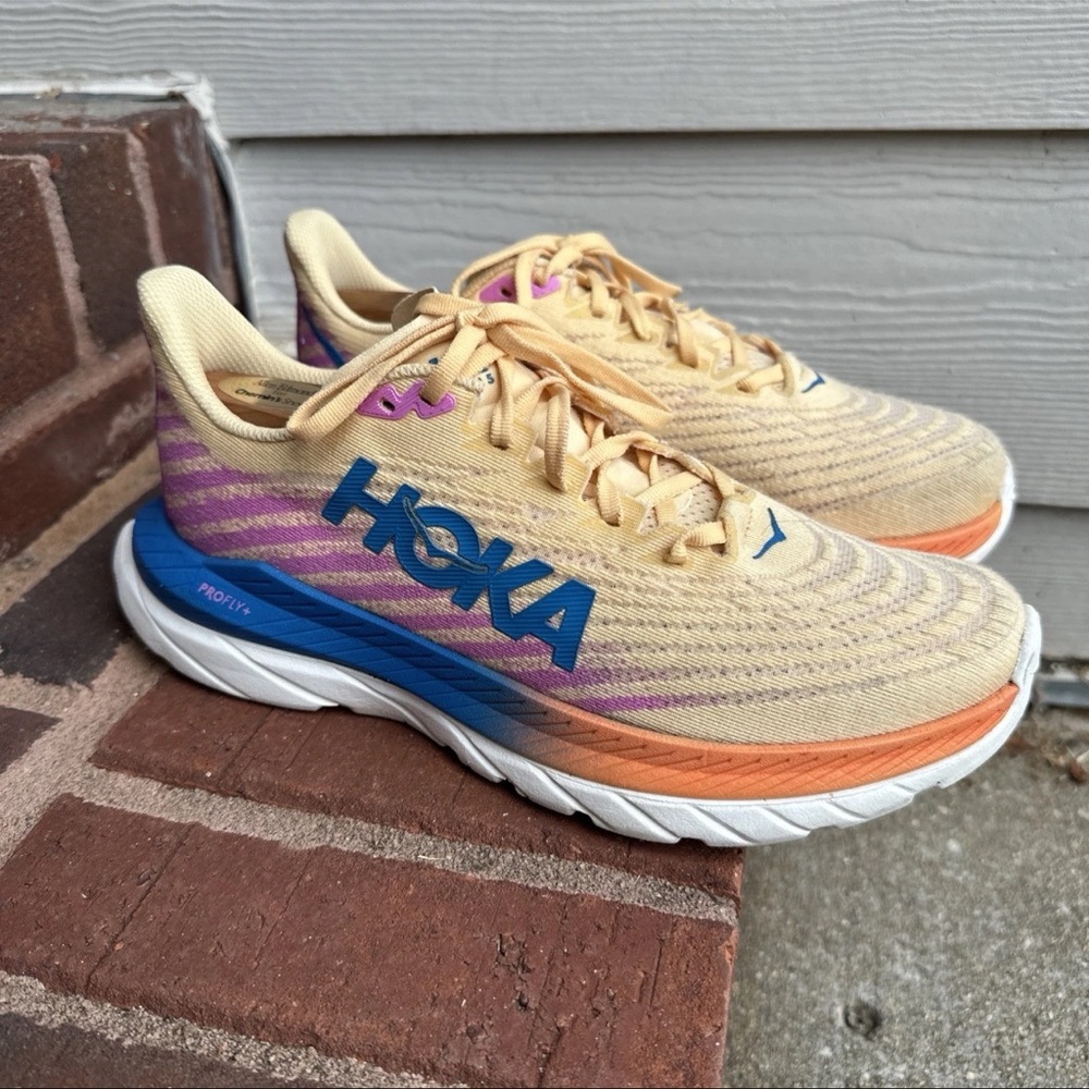 Hoka Yellow and Blue Gradient Running Shoes